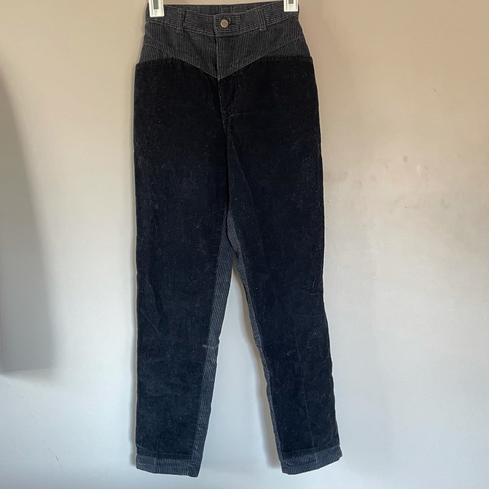 h.i.s. Black and Gray Pinstriped Corduroy Pants